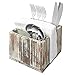 MyGift Rustic Solid Torched Wood Napkin Holder and Utensil Holder with 3 Compartments, Buffet Napkin and Flatware Holder Caddy