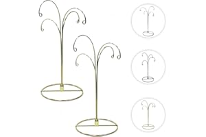 HOHIYA Ornament Display Stand Holder Christmas Hanger Hook Dog Cat Glass Ball Bauble 4 Arms 12inch Gold 2 Pcs Taiwan Made