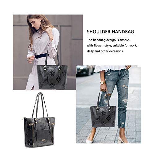 Montana West Large Vegan Leather Concealed Carry Tote Bag for Women Shoulder Handbag Fashion Purse USA-MWC-G018BK