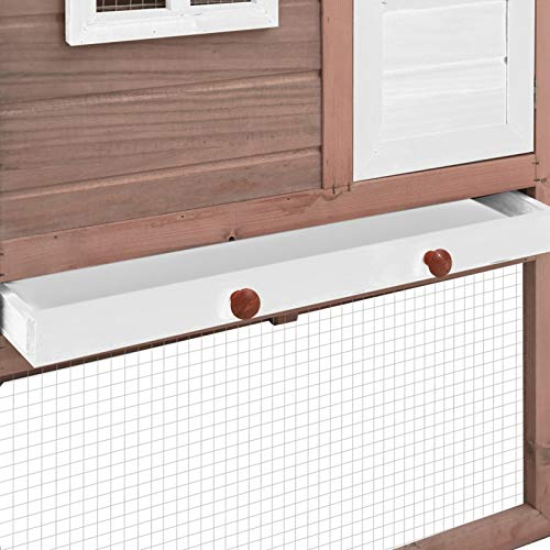 Tidyard Hühnerstall mit Nistkasten Hühnerkäfig Hühnerstall Hühnerhaus Geflügelstall Freilaufgehege Hühnervoliere Kaninchenstall Freilauf Mokka und Weià Tanne Massivholz – Bild 4