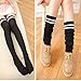 Ikevan Women Girls Thigh High Over The Knee Socks College Wind Warm Soft Knit Cotton Stockings Long Boot Socks Autumn Winter (Black)