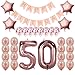 Rose Gold 50th Birthday Decorations Party Supplies Gifts for Women - Create Unique Events with Happy Birthday Banner, 50 Number and Confetti Balloons