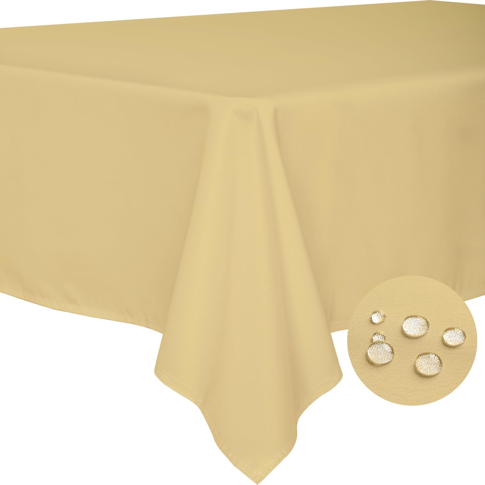 Photo 1 of BYDOLL Table Cloth Champagne 60x60 Inch Tablecloth for 6 Foot Square Tables Outdoor Washable Wrinkle Free and Spillproof Polyester Tablecloth for Festival Camping Picnic Party Cover