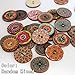 HSAN 100 Pcs Wood Buttons, Mixed 2 Holes Buttons 1 Inch Buttons Vintage Assorted Buttons Decorative Buttons Flower Buttons Round Buttons for DIY Sewing Craft