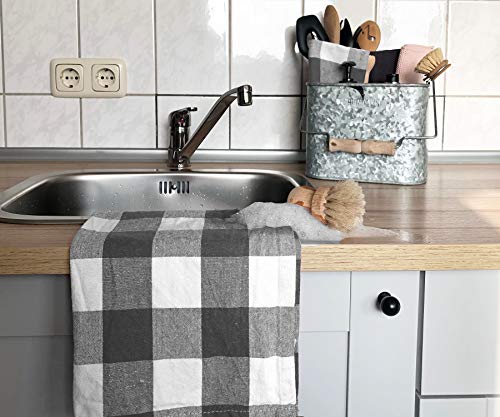 Buffalo Plaid Dish Towels - Buffalo Check Hand Towels - Grey Tea Towels Checked - Plaid Towels Kitchen - Gray Plaid Dish Towel - Buffalo Checked Dish Towels - Gray and Cream Kitchen Towels (18 X 28) - Thumbnail 3