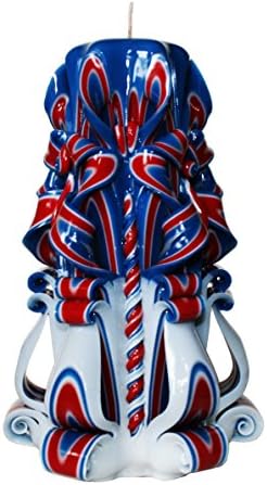 Carved Magic Candles Red Blue and White Patriotic Romantic Pillar Candles, Decorative Ideal Gift for Home Office, Wedding, Party, Family Room, Spa, Yoga