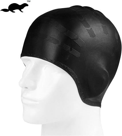 Amazon Com Otter Silicone Swimming Cap For Long Hair With 3d