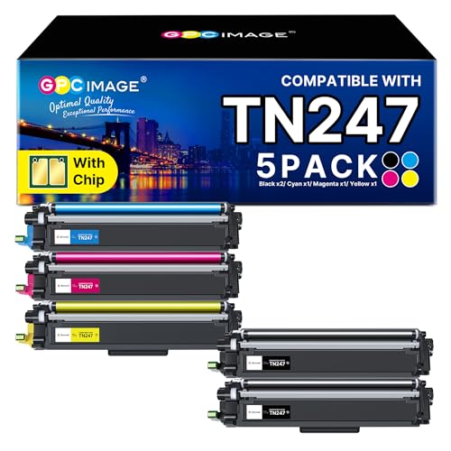 TN247 TN-243CMYK DCP-L3550CDW Toner Cartridge Compatible with Brother TN243 TN243CMYK TN247BK for Brother MFC-L3750CDW MFC-L3770CDW HL-L3210CW MFC-L3710CW HL-L3230CDW DCP-L3510CDW (5-) Pack)