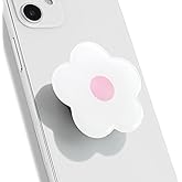 OnTheGrip Cute Solid Color Daisy Flower Design Collapsible Mobile Phone Grip Stand Holder for Smartphone Tablet Cell Phone Accessory (White Pink)