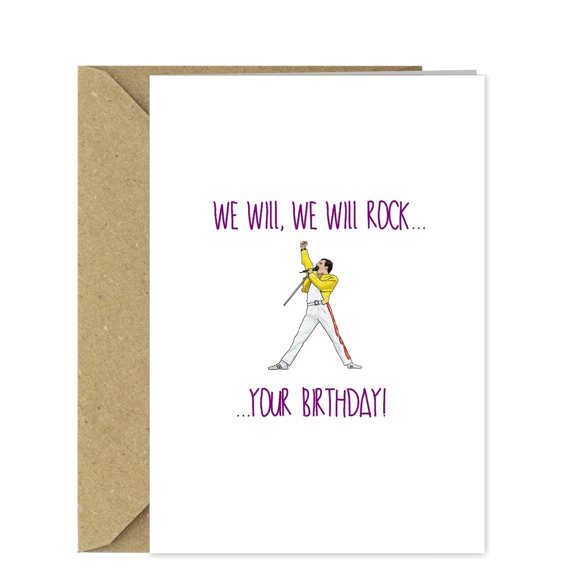 Funny Freddie Mercury Birthday Card - We will, we will rock your Birthday! Birthday Card for him - Birthday Card for her - Rock Music Queen fan