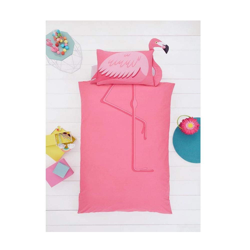 Gaveno Cavailia Kids Fashion Bed Set with Duvet Cover and Pillow Case - Polyester-Cotton - Flamingo Shape [ Single - Multi ]