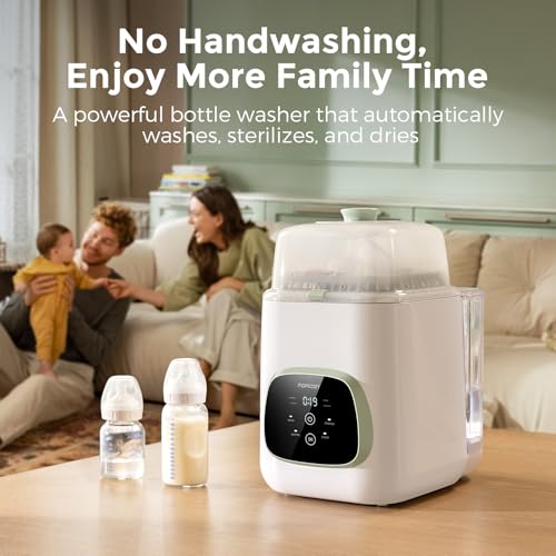 Momcozy KleanPal Pro All-in-One Bottle Washer, Sterilizer & Dryer - White | 9 Cleaning Modes Baby Bottle Washer for Bottles, Pump Parts & Baby Essentials, Time-Saving & Hands-Free, 26 Spray Jets
