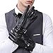 Mens Luxury Touchscreen Italian Nappa Genuine Leather Winter Warm Gloves for Texting Driving Cashmere Lining Blend Cuff (M-8.5'', Black)