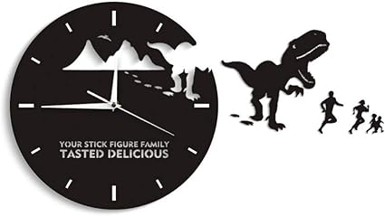 Amazon De Xuzhuo Dinosaurier Essen Strichmannchen Familie Wanduhr T Rex Ihre Strichmannchen Familie