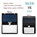 GRDE 4 Pack Outdoor Solar Lights 16LED Motion Sensor Security Outside Wall Lights with Bright/Dim Mode for Home Patio Yard Deck Garden Path Porch Driveway Stairs