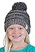 H-6847-816k.06 Girls Winter Hat Warm Knit Slouchy Kids Beanie Pom - Grey/Black #31
