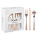 WDF 120 Pieces Rose Gold Plastic Silverware- Disposable Flatware Set-Heavyweight Plastic Cutlery- Includes 40 Forks, 40 Spoons, 40 Knives for Valentine's Day, Mother's Day,Wedding&Party