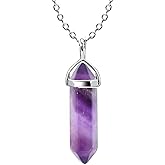KIFEDSLJ Hexagonal Crystal Pendant Necklace Natural Quartz Amethyst Stone Pendant Necklace Gemstone Chakra Healing Crystal Necklace for Women Jewelry