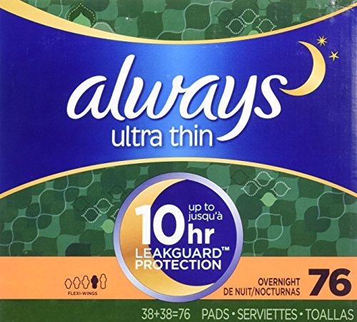 Always ultra overnight with wings, unscented thin pads …