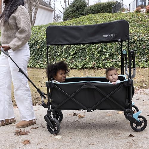 INGENUITY INGENUITY POP ‘N RIDE LIGHTWEIGHT STROLLER WAGON – FACE-TO-FACE SEATS FOR 2 WITH 3-POINT HARNESSES & SUN CANOPY