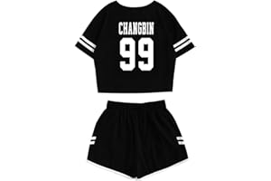 JUNG KOOK Kpop Stray Kids Shirt + Shorts Set Merch Felix Bangchan Hyunjin Changbin Minho Woojin Seungmin Shorts T-Shirt Tee