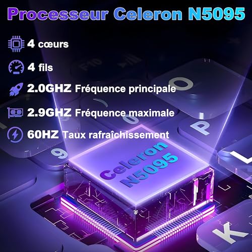 NOTODD Laptop 16'' 12+512GB SSD Support Extension 2TB (HDD-2TB) Celeron N5095 (up to 2.9GHz) 1920x1200 PC Laptop Gamer Win11 Laptop with Type-C HDMI AZERTY Keyboard Cover-Purple