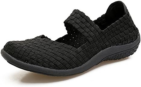 FZDX Women Woven Shoes Slip On Fashion Sneakers Lightweight Walking Shoes Handmade Comfort