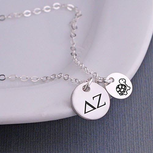 Delta Zeta Necklace with Turtle Charm Silver DZ Jewelry Gift
