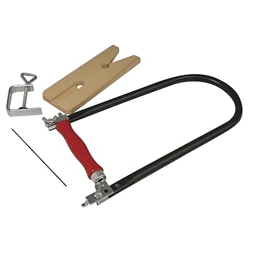 Rayher Laubsäge-Starter-Set aus Stahlrohr, inkl. Laubsägebrettchen mit Einspannhalterung und Metallzwinge, ideal für Spanplat