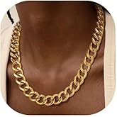 ChainsPro Cuban Link Chain for Women,Stainless Steel Chunky Necklace Silver/Gold Plated Thick Chain Choker, 12/16/20 mm Width,18" and 20" Punk Hip Hop Trendy Non Tarnish Jewelry Gifts
