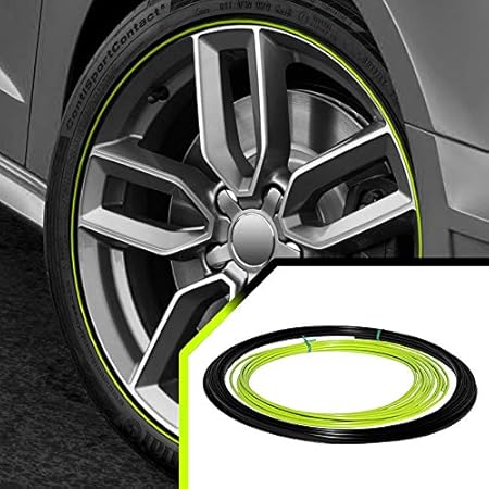 Amazon 車のホイールバンドをアップグレード カスタムカラーのピンストライプ保護リム縁縁縁石ラッシュガード グリーン Wbdpuneoblk カータイヤ ホイール 車 バイク