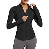 VUTRU Women's Zip Up Cropped Workout Jacket Super Slim Fit Yoga Jackets Lightweight Running Athletic Jacket with Thumb Holes