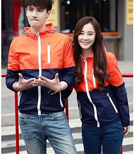 ZCL Women Quick Dry Windbreaker, Autumn Lightweight Hooded Jacket Sun Protection Outerwear Orange US Size L