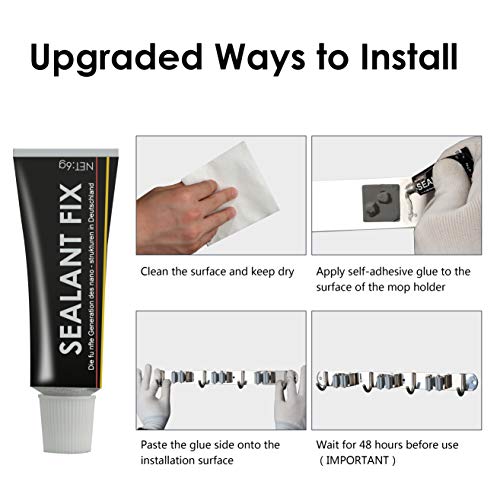 image for Hicorfe Broom Mop Holder, Stainless Steel Heavy Duty Wall Mount Storag