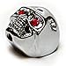 Seismic Audio - SAGA45 - Set of 3 Adjustable Fit Chrome Skull Electric Guitar Knobs with Red Eyes and Included Allen Wrench