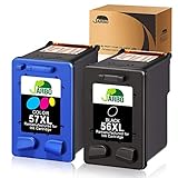 JARBO Manufactured Ink Cartridge for HP 56 57 56XL 57XL, 1 Black+1 Tri-Color, Used with HP Deskjet 5150 5550 5650 5850 Photosmart 7260 7350 7450 7550 7660 7760 7960 Officejet 4215 PSC 1210 Printer