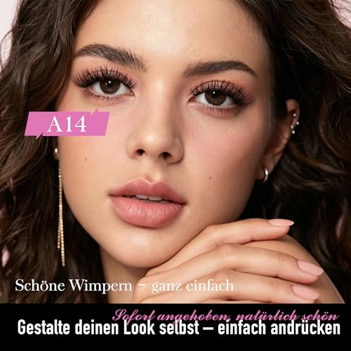 CALAILIS Self-Adhesive Eyelash Extensions, 198 Pieces, D Curl Wispy Eyelashes, Self-Adhesive, Press On Lashes, No Glue Needed, Pre Glue Eyelashes with Tweezers (A14)