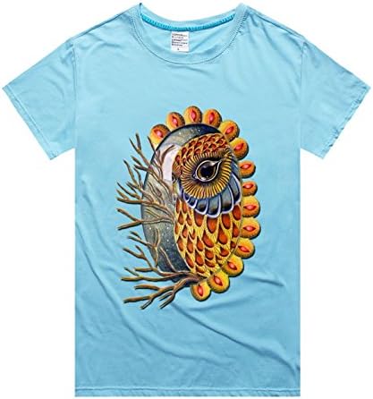 TaDey Owl Beautiful Egg-Shaped Image Tee Shirts for Men XXL skyBlue