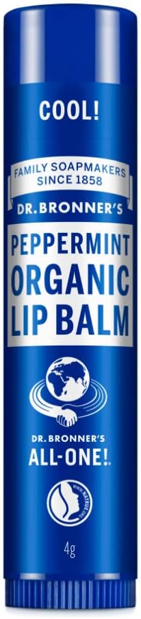 Dr. Bronner's Peppermint Lip Balm 4g Organic Oils No Synthetic Ingredients