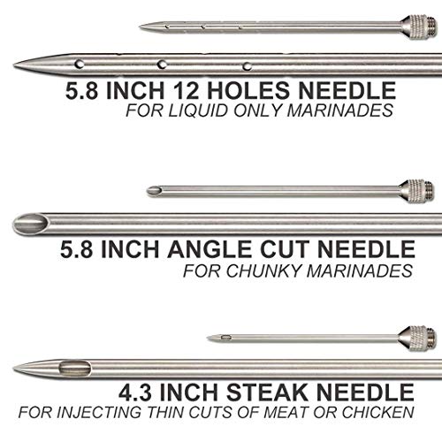 Dicfeos Meat Injector, Stainless Steel Marinade Injector Syringe for BBQ Grill and Turkey, 2 Ounce Syringe with 3 Needles, Easy to Use and Clean