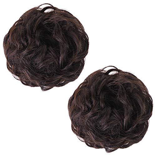 MORICA Messy Bun Hair Scrunchies 2PCS Messy Bun Hair Piece for Women Curly Wavy Scrunchy Updo Bun Extensions(Color:2/33#)