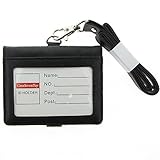 Cmxsevenday A7911 Folding PU Leather ID Card Holder with 2 ID Window and 3 Card Slots, Horizontal Style - Black