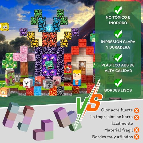 Magnetic Blocks Construction Kids 150 Pieces 2CM 3+ Magnetics, Set Magnetic Blocks Tiles Construction, Montessori Toys for Kids 4 5 6 7 8 9 10 11 12 Birthday Gifts for Girls