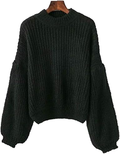 Winter Jumper Women Loose Pullover Sweater Turtleneck Lantern