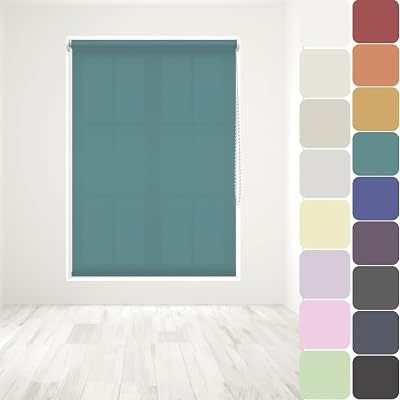 Caecus Straight Edge Dim-Out Roller Blind 60cm x 160cm Teal Easy Fit