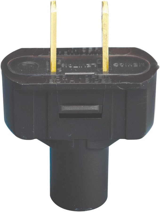 Leviton 48643-E 15 Amp, 125 Volt, Non Grounding Plug, Black - Electric Plugs - 