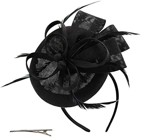 Fascinator Hat Flower Feather Mesh Veil Wedding Tea Party Derby Cocktail Hat Headwear for Women Lady Girls