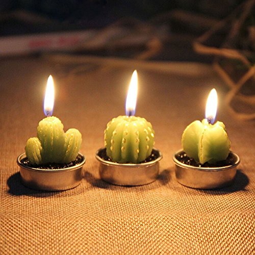 Cactus Tealight Candles, niceEshop(TM) 6pcs Creative Birthday Scented Candles Handmade Delicate Succulents Candles for Birthday/Party/Spa/Wedding/Home Decoration/Confession