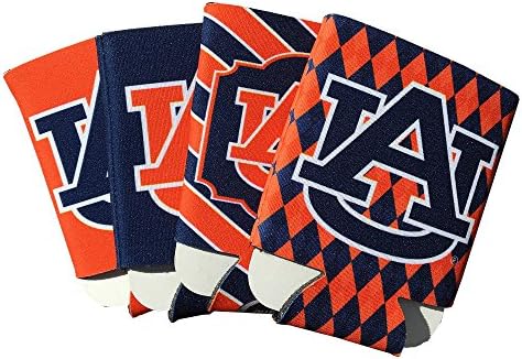 Auburn Tigers AU 4-Pack Multi Color Sublimated Neoprene Beverage 12oz Insulated Can Hugger Cooler