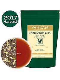 Cardamom Chai Spiced Black Masala Tea, Premium Assam CTC Blended with Fresh Indian Cardamom (Elaichi), Loose Tea,  3.53oz/100g (Makes 35-40 Cups)